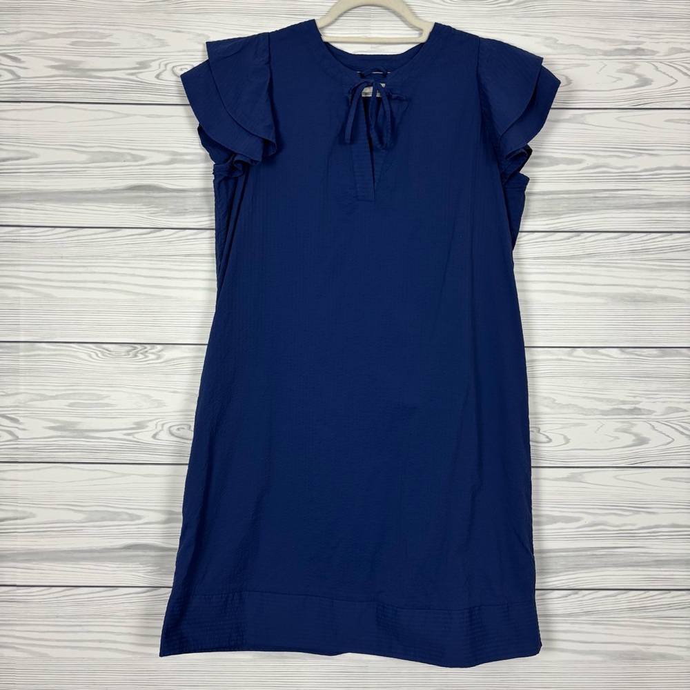 Vineyard Vines Performance Harbor Stripe Flutter Sleeve Navy Tunic Dress Medium - Picture 2 of 8